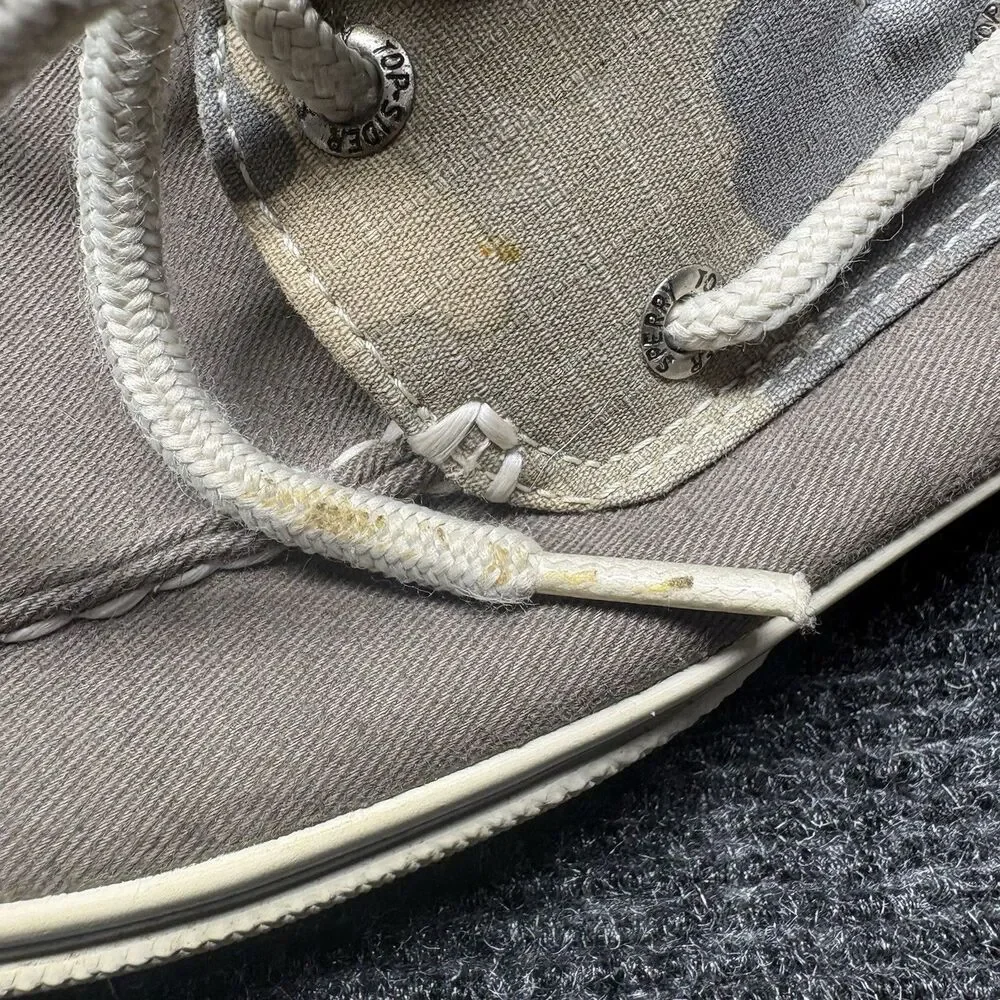 Sperry Top-Sider Mens 9.5 M Canvas Boat Shoes Taupe Gray Camo Deck Shoes 1773712